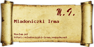 Mladoniczki Irma névjegykártya